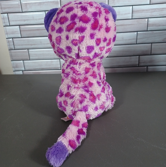 •Ty Inc Beanie Boo Plush Stuffed Animal Glamour-Pink Leopard Medium Length 9in - Picture 5 of 14